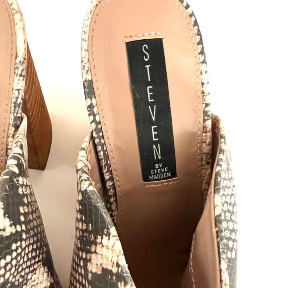 Steve Madden Snakeskin Chunky Heel Mules - Picture 3 of 7